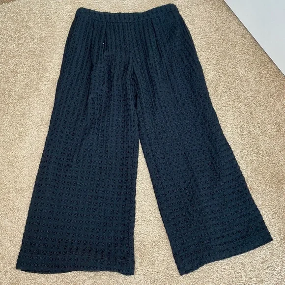 ZIMMERMANN BLACK LINED EYELET WIDE LEG PANT SIZE 1 (US SIZE 6) - Picture 2 of 9